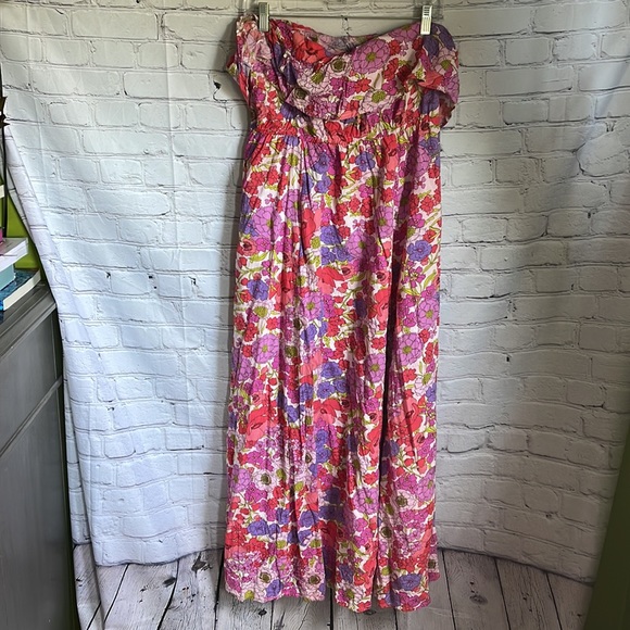 Japna Multicolor Floral Strapless Maxi Dress Size L - Picture 4 of 5